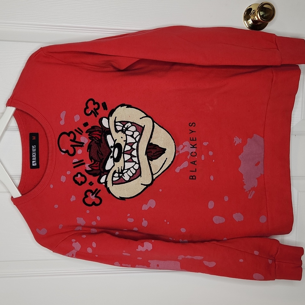 Mens Black Keys Tazmanian Devil crewneck sweatshirt red size medium